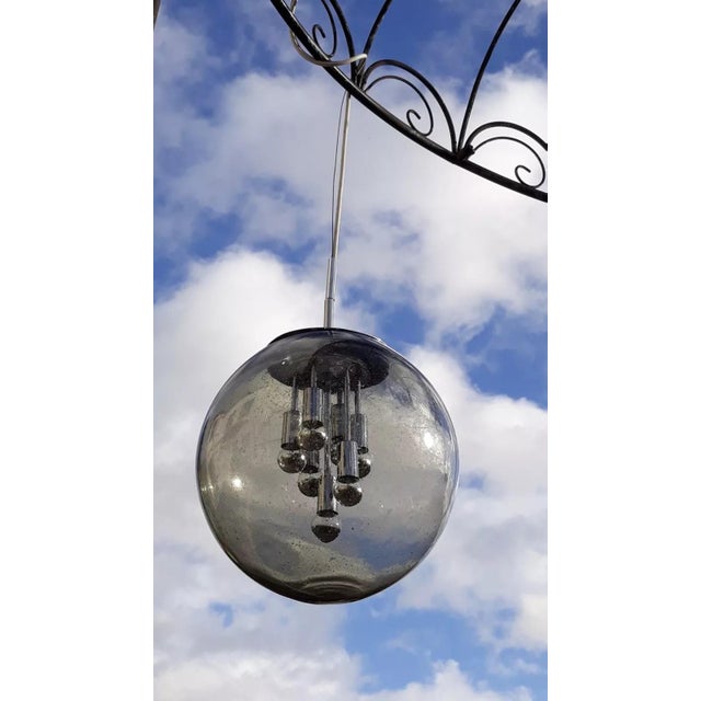 Sputnik Smoked Glass Ball Pendant Lamp from Doria Leuchten, Germany, 1960s For Sale - Image 13 of 17