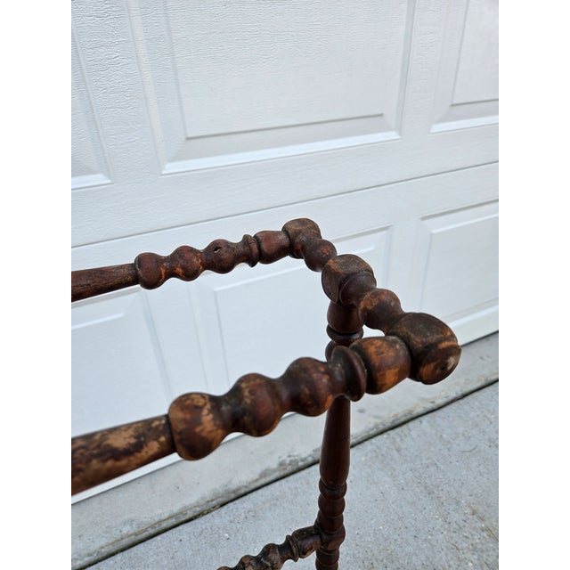 Brown Antique Quilt Rack With Turned Supports and Cast Iron Feet For Sale - Image 8 of 13