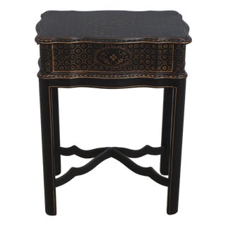 Chinese Chippendale Style 2 Drawer Painted Accent Table For Sale