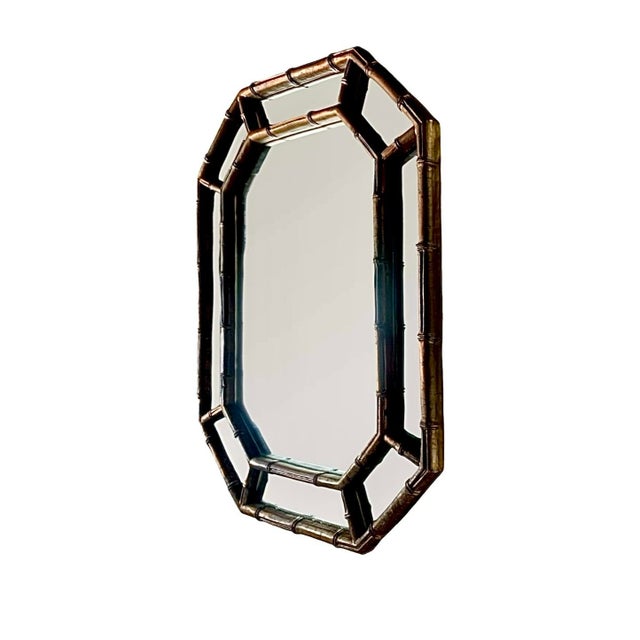 Chinoiserie Late 20th Century Mirror Faux Bamboo Design Heavy Chinoiserie Vintage Hollywood Regency Decor For Sale - Image 3 of 4