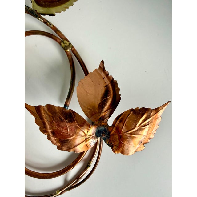 Metal Pair of Vintage Italian Tole Vine Wall Sculptures in Copper & Gold For Sale - Image 7 of 10