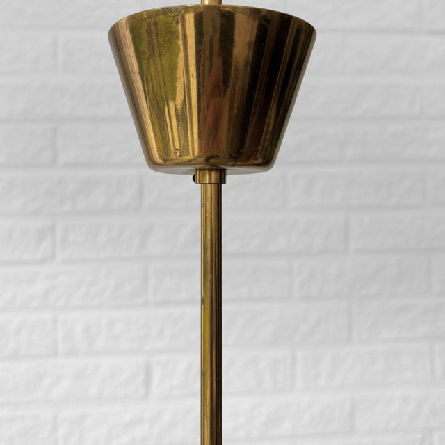 Vintage Scandinavian Chandelier in Brass and Glass, 1940s For Sale - Image 10 of 11