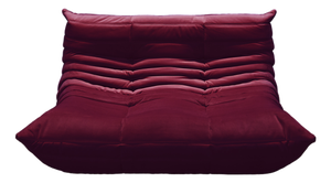 Vintage Two-Seater Togo Sofa in Burgundy Velvet by Michel Ducaroy for Ligne Roset, 1970s