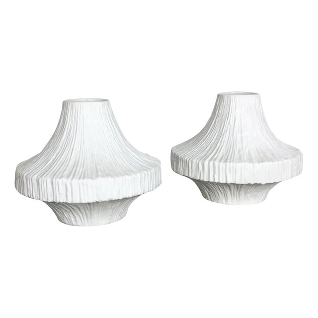 Op Art Porcelain Vases by Heinrich Selb, Germany, 1970s, Set of 2 For Sale