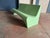 Beautiful fibreglas garden bench, made in France in the 1960s, professionally repainted in mint green.