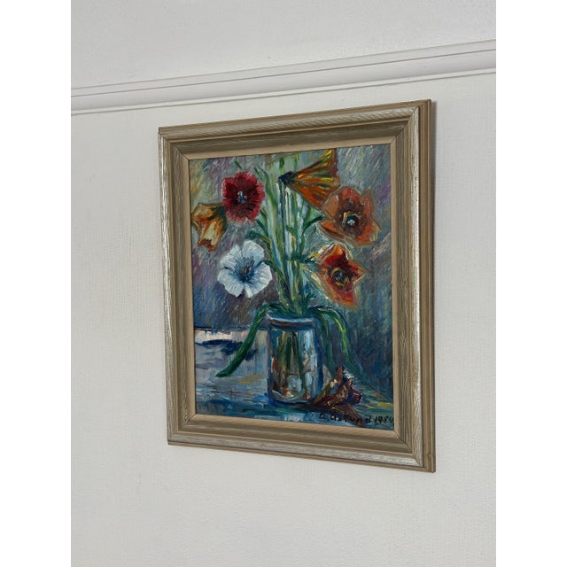 A. Åslund, Flower Still Life, 1954, Oil on Panel, Framed For Sale - Image 14 of 18