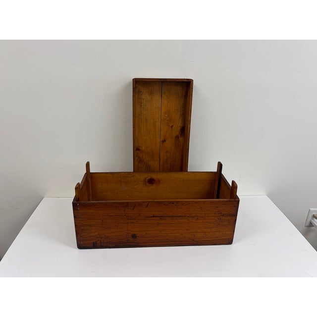 Mid 19th Century Early American Primitive Pine Lift-Top Storage Box | 19th Century Farmhouse Blanket or Document Box For Sale - Image 5 of 15