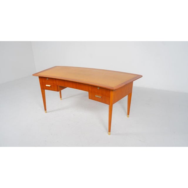 Mid-Century Modern Desk with Leather Top, 1940s For Sale - Image 3 of 16