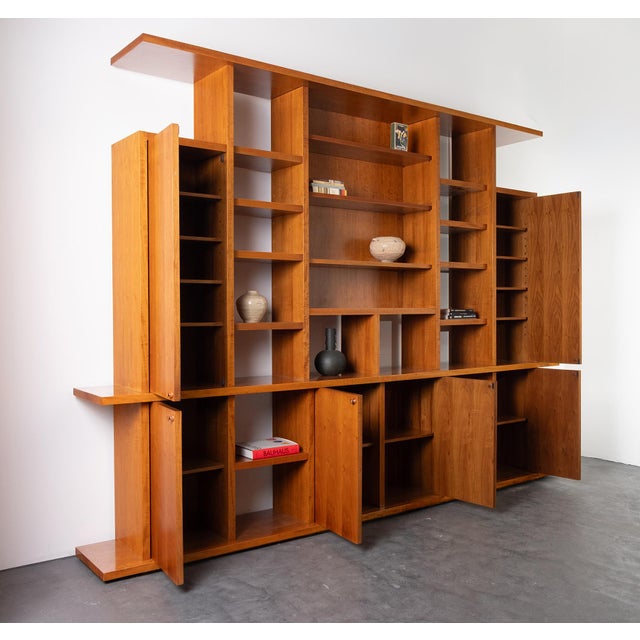 1960s Vintage Italian Modern Walnut Bookcase, 1960s For Sale - Image 5 of 12