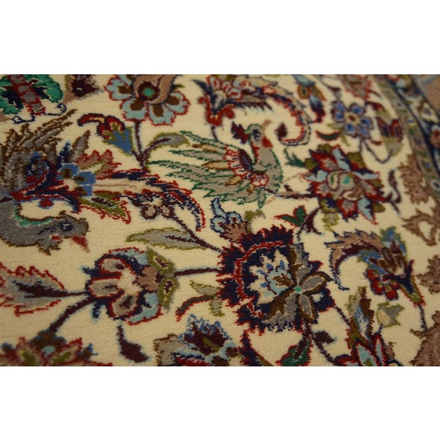 Persian 1940s Ivory Medallion Antique Persian Isfahan Rug 3'7'' X 5'1'' Handknotted Wool Carpet For Sale - Image 3 of 5