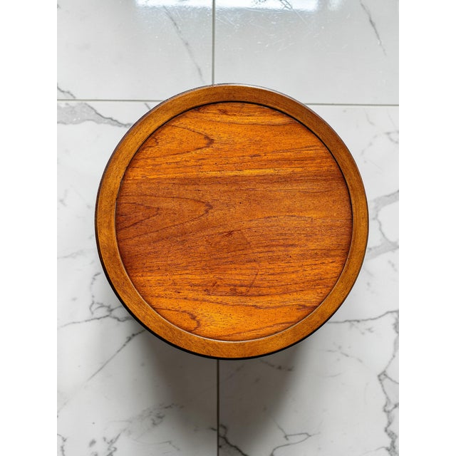 Vintage Brandt Diplomat Drum Table Mahogany Round End Table-Storage-Side-Accent For Sale - Image 6 of 12