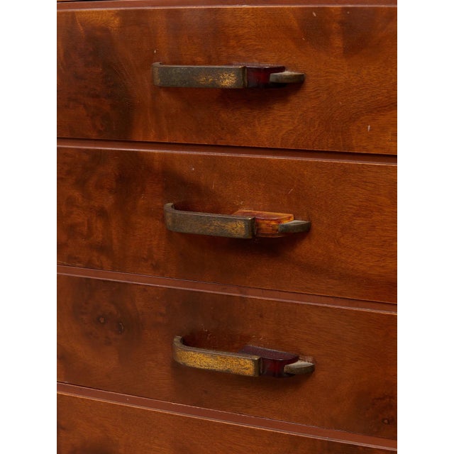Burnt Umber Early 20th Century Art Deco Highboy by Empire Furniture Rockford, Illinois, Attributed For Sale - Image 8 of 12