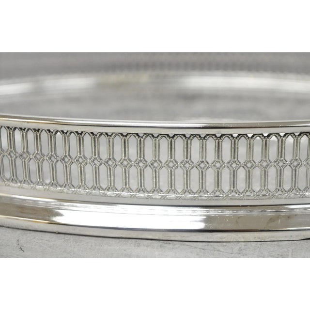 Vintage William Adams Wa Italy Silver Plated Oval Raised Gallery Bar Tray For Sale - Image 9 of 14