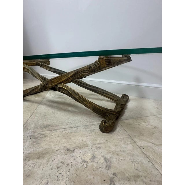 French Jansen 1940’s Regency Oval Glass Top Coffee Table For Sale - Image 3 of 9