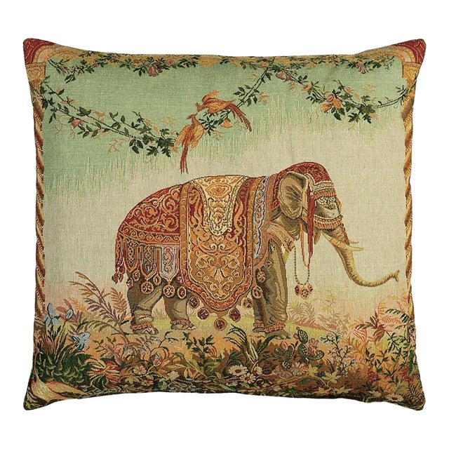 Elephant Tapestry Cushion With Feather Filler - 46x46cm (18"x18") For Sale