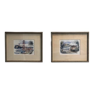 Vintage Prints of San Francisco, Framed - Set of 2 For Sale