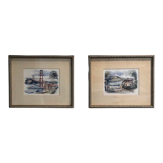 Vintage Prints of San Francisco, Framed - Set of 2 For Sale