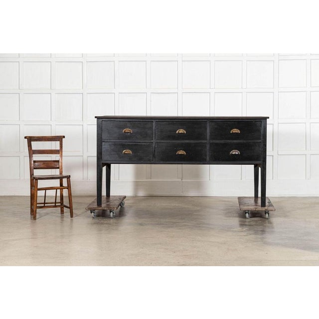 Ebonised English Pine Worktable or Kitchen Island, 19th Century For Sale - Image 3 of 14