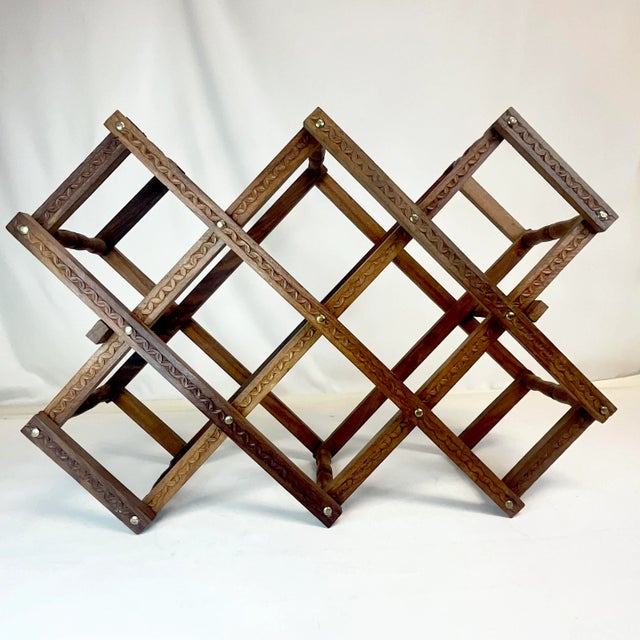 1970s Vintage Boho Chic Arts & Crafts Wood Wine Rack - 10 Bottle. For Sale - Image 10 of 11