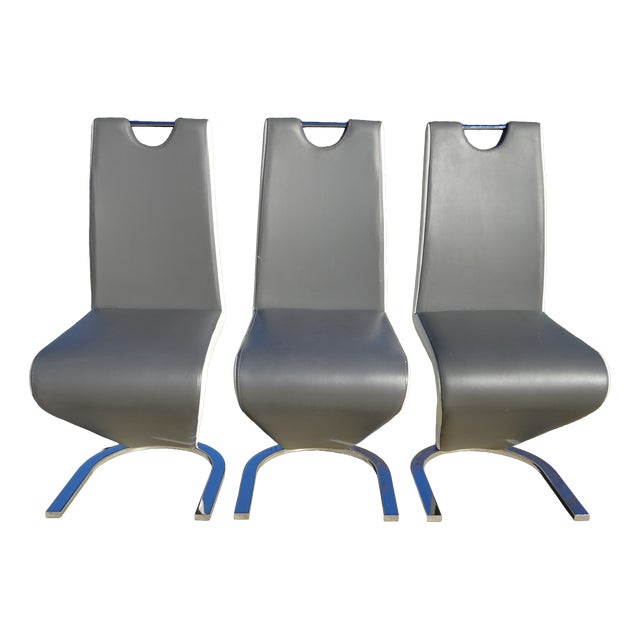 Zig Zag Chairs with Chrome Base, 2000s, Set of 3 For Sale