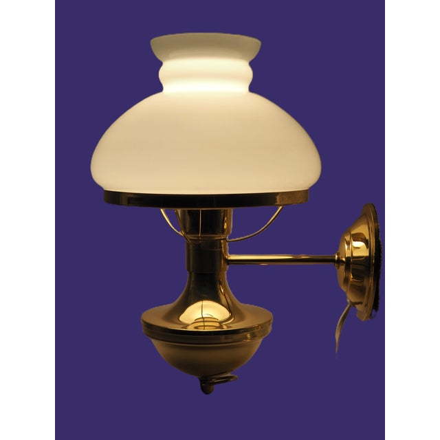 1980s Vintage Swedish Brass and Opal Glass Wall Lamps from Ikea, 1980s, Set of 2 For Sale - Image 5 of 14