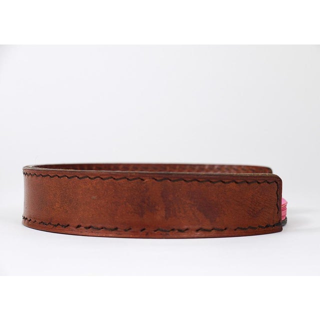 Mid-Century Brown Tan Leather Note Dispenser Holder attributed to Carl Auböck, Austria, 1950s For Sale - Image 12 of 18