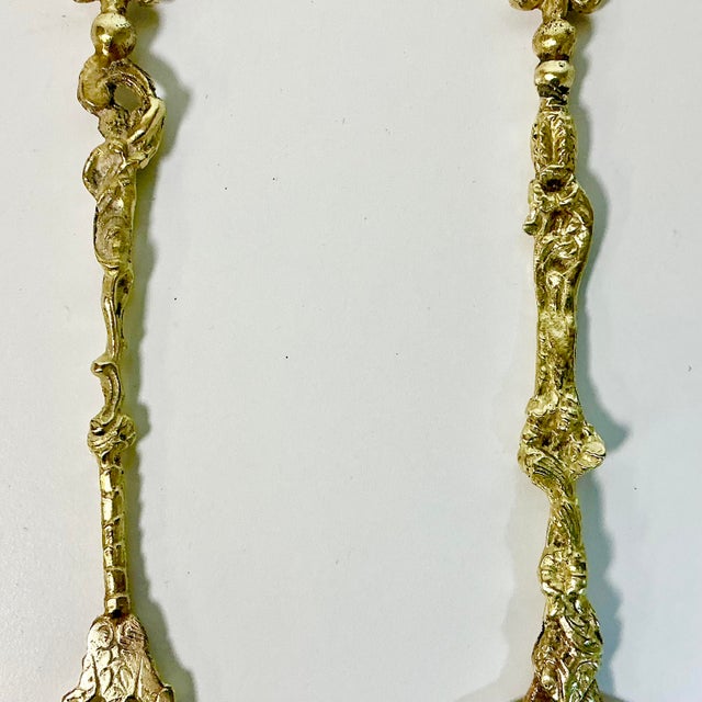 1940s Vintage Italian Baroque Rocco Brass Serving Utensils, Meat Fork and Spoon - Set of 2 For Sale - Image 9 of 12