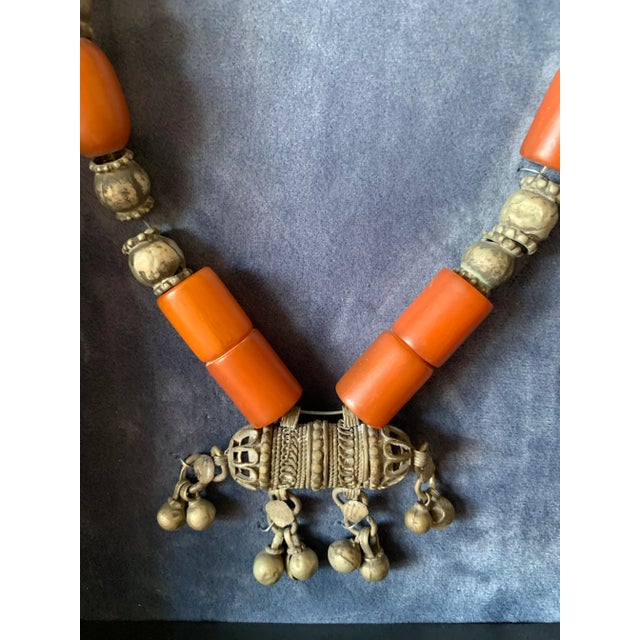 Burnt Orange 1970s Framed Arabian Art-Necklace and Bracelet For Sale - Image 8 of 10