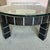 Vintage Postmodern Dark Wood Block and Glass Circular Coffee Table For Sale - Image 4 of 12