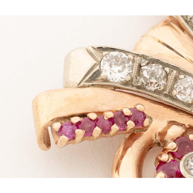 Gold Vintage Rose Gold, Diamond, and Ruby Pendant For Sale - Image 8 of 8