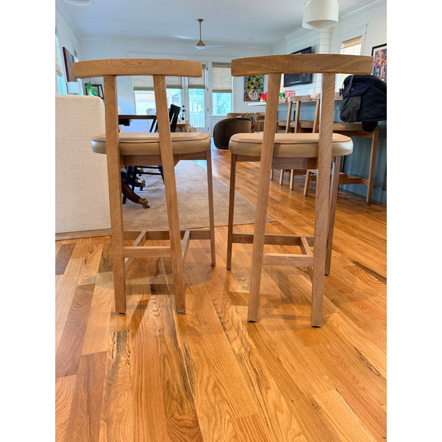Pair of Natural Wood/Faux Leather Lulu and Georgia Barstools (Counter Height) For Sale In Nashville - Image 6 of 8