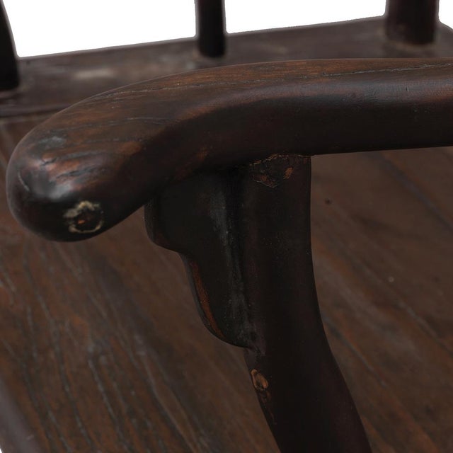 Wood Set of Antique Chinese Yoke Back Armchairs For Sale - Image 7 of 8