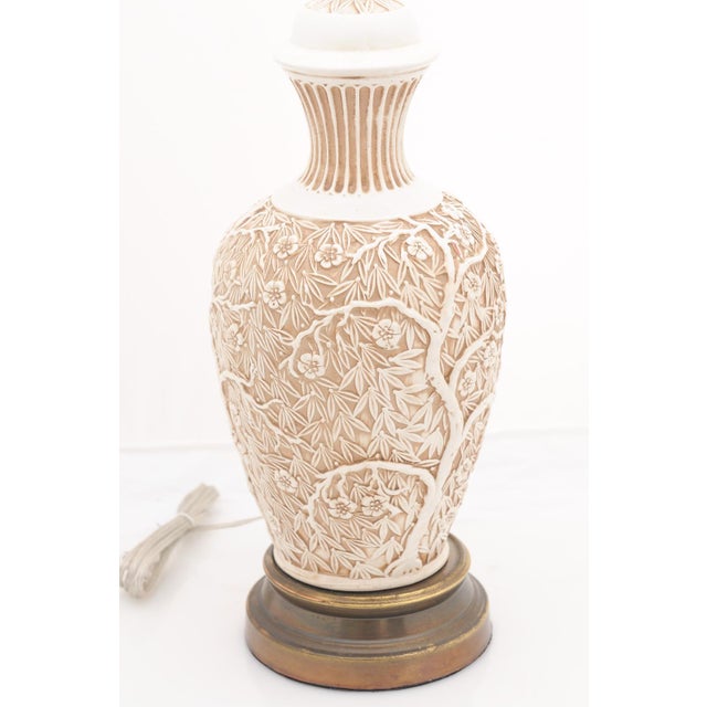 Pair of 1960s Italian Cream Bristolia Ceramic Relief Table Lamps For Sale - Image 11 of 11