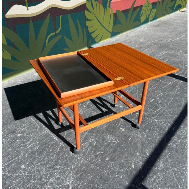 Grete Jalk for Poul Jeppesen Teak Expandable Bar Cart For Sale In Tampa - Image 6 of 10