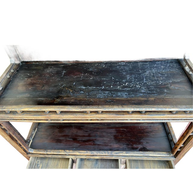 Brown Chinese Antique Elm Bookcase For Sale - Image 8 of 11