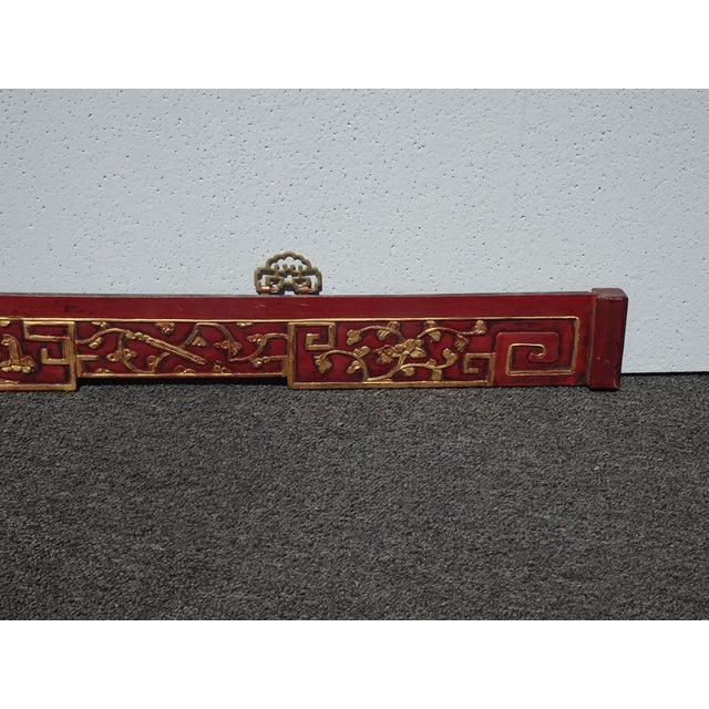 Asian Vintage Oriental Asian Hanging Wall Decor ~ Decorative Red Carved Accent #1 For Sale - Image 3 of 15