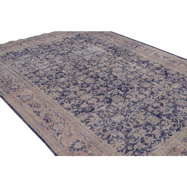 Purple Antique Malayer Handmade Purple Floral Wool Rug For Sale - Image 8 of 9