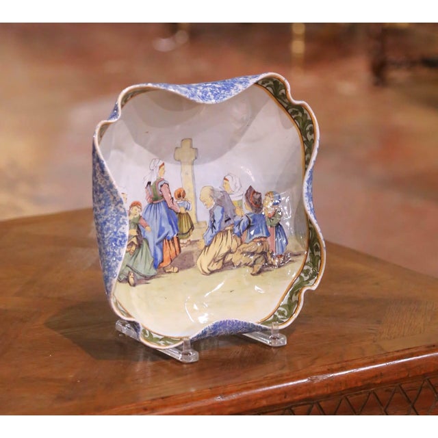 French 19th Century French Faience Porquier-Beau Quimper Decorative Dish For Sale - Image 3 of 9