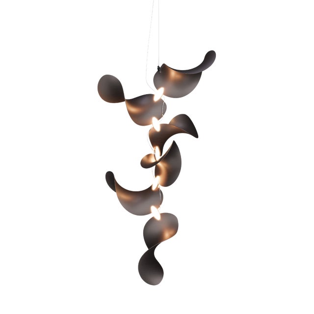 Dune 6 Vertical Cluster Chandelier with Metallic Tone Shades from Moss Objects For Sale