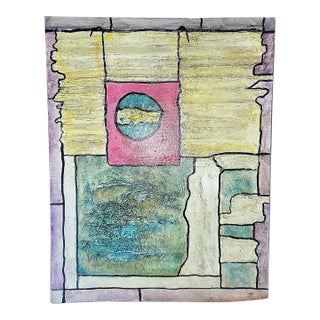 Abstract Texured Painting on Board, Dan Bennett For Sale