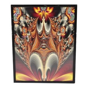 Vintage 1990s Illuminated Shadowbox Psychedelic Wall Art Framed Poster 30x24