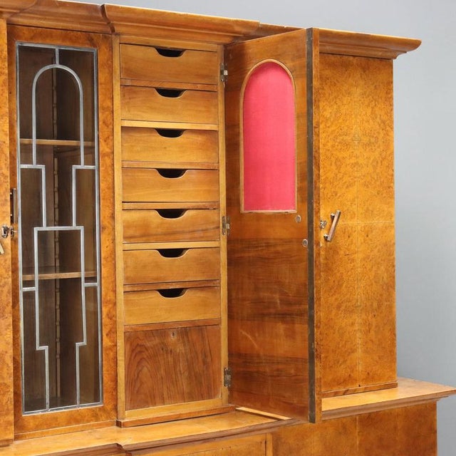 Art Deco Display Cabinet Veneered in Maple Burl For Sale - Image 6 of 16