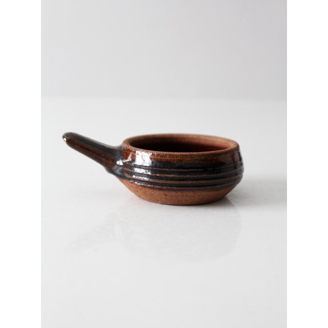 Mid 20th Century Vintage Handmade Studio Pottery Handled Bowl For Sale - Image 5 of 11