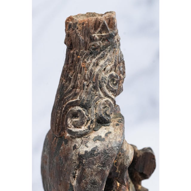 Brown Carved Wood Madonna With Child Painted Polychrome Santos Statue Sculpture For Sale - Image 8 of 14