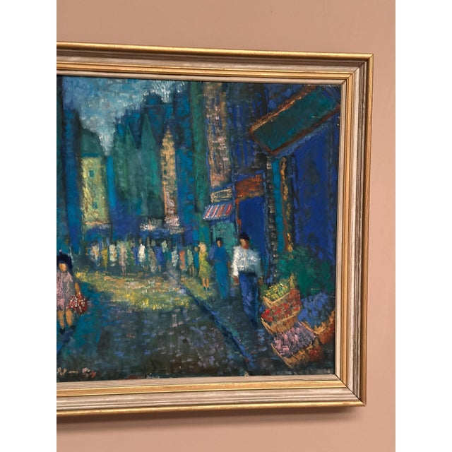 Olle Larsson, City Street at Night, 1964, Oil on Canvas For Sale - Image 8 of 18