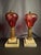 Antique Matched Pair Victorian Cranberry Cut Clear Whale Oil Lamps Glass 1850s For Sale - Image 15 of 16