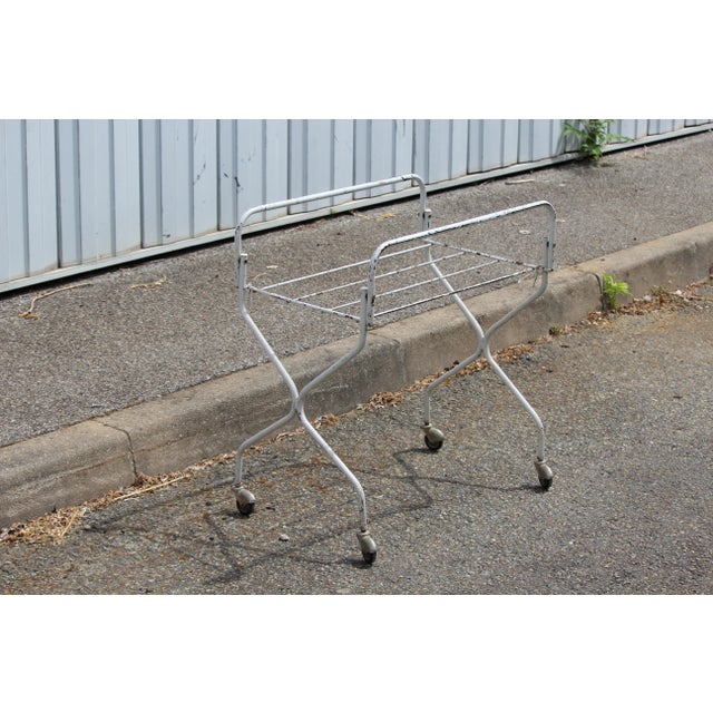 Vintage White Metal Foldable Table, 1970s For Sale - Image 4 of 18