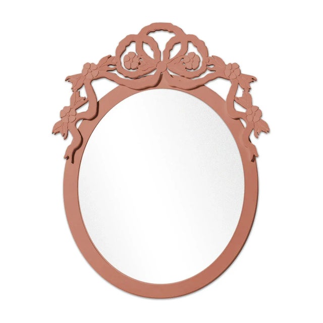 Contemporary Fleur Home Garden District Thalia Oval Mirror in Red Earth, 40x53 For Sale - Image 3 of 3
