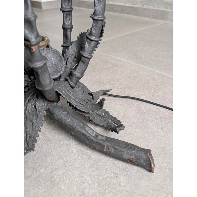 Brutalist Thistle-Shaped 5-Light Floor Lamp in Black Wrought Iron, 1970s For Sale - Image 15 of 16
