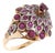 14k Gold and Ruby Cluster Cocktail Ring For Sale